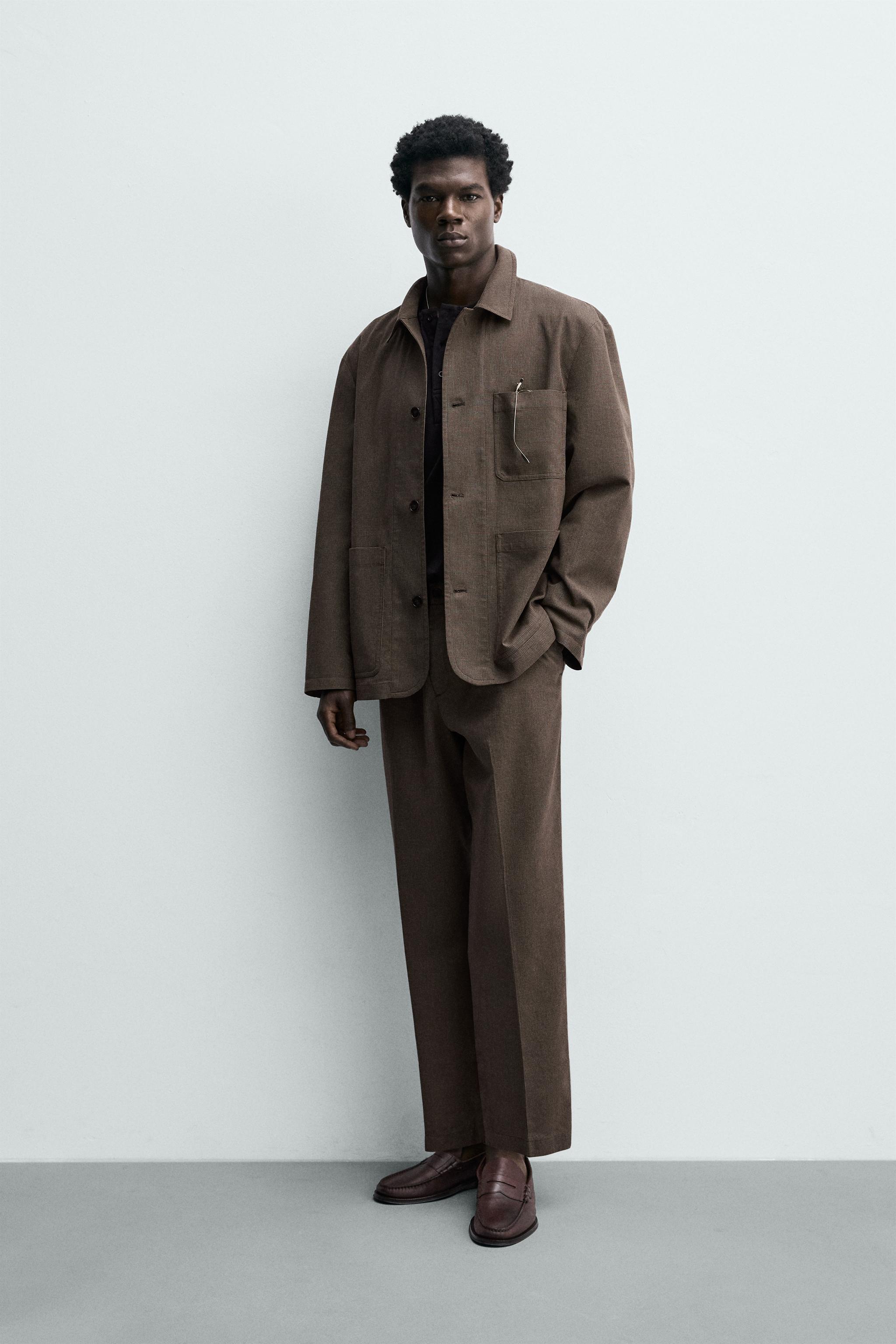 RELAXED FIT HOUNDSTOOTH SUIT OVERSHIRT